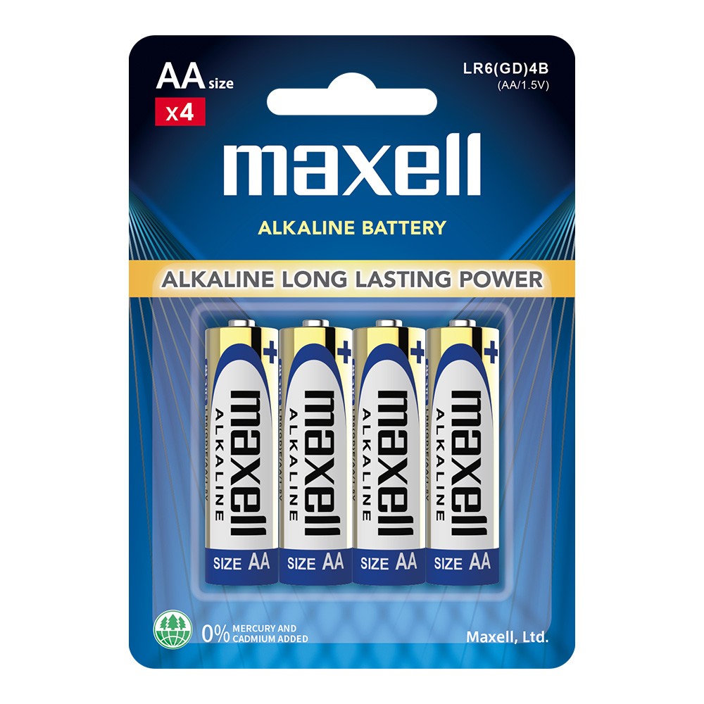 Maxell LR6(GD)4B AA Alkaline Batteries - 4 Pieces