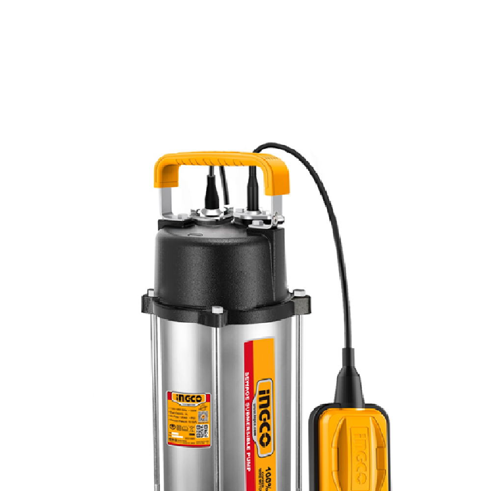 INGCO SPD110068 1.5HP 1100W 2-Inch Sewage Submersible Pump with Float Switch