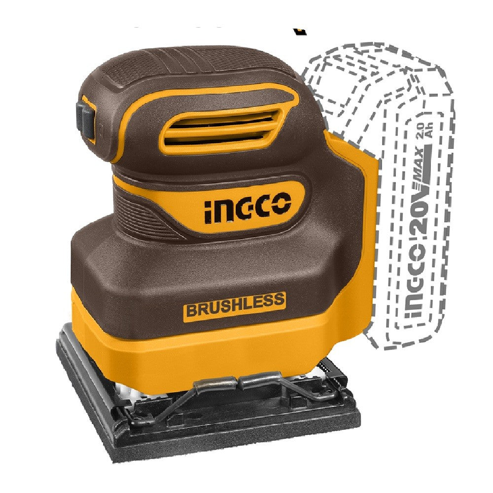 Ingco CSHSLI2024 20V Brushless Cordless Sander 110 x 100mm – Bare Unit — product view 1